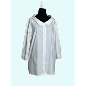 Diane Bailey white 3/4 sleeves buttoned tunic blouse size Medium